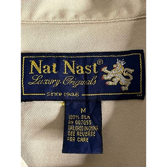 LOT OF 4 NAT NAST CAMP SHIRTS 1 LINEN 3 SILK FLAWS BLUE PINK BEIGE SIZE M - Picture 7 of 13